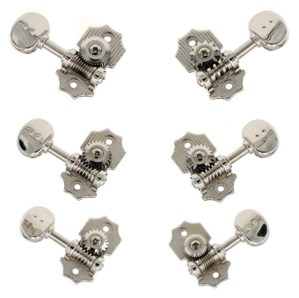 Graph Tech PRN-4324-N0 Ratio Electric Guitar Machine Heads, Vintage Waffle-Back Look with Open Back - 3 + 3 - Nickel