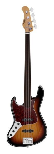 Sadowsky MasterBuilt 20-Fret Ultra Vintage J/J Bass, Swamp Ash Body, Tigerstripe Ebony Fingerboard, 4-String, Fretless, Lefthand - '59 Burst Transparent High Polish