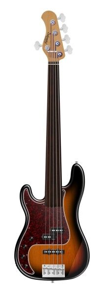 Sadowsky MasterBuilt 21-Fret Hybrid P/J Bass, Red Alder Body, Tigerstripe Ebony Fingerboard, 5-String, Fretless, Lefthand - '59 Burst Transparent High Polish