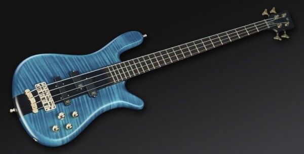 Warwick Masterbuilt Streamer Stage I, 4-String - Turquoise Blue Transparent Satin, Gold Hardware
