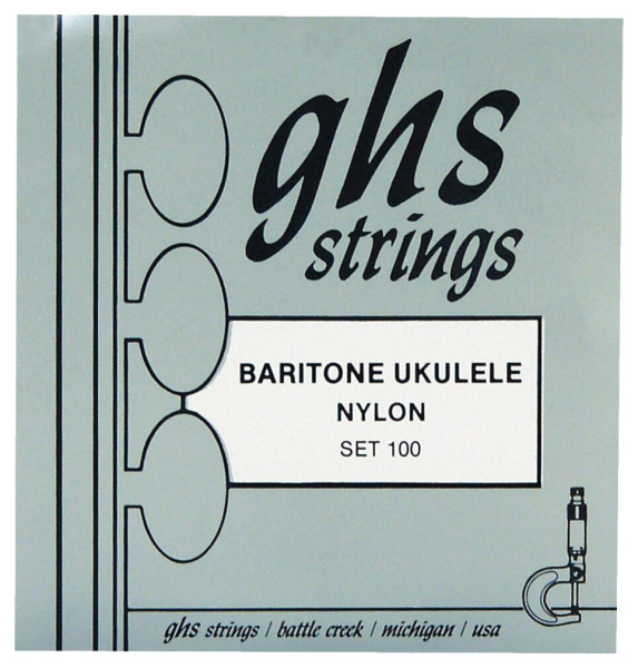 GHS Ukulele Nylon Tie-Ends - Ukulele String Set, Baritone, Black Nylon