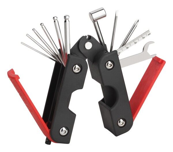 RockCare MultiTool (Metric / Red) - 13-In-1 Multi-Tool Set with String Winder for Guitar & Bass