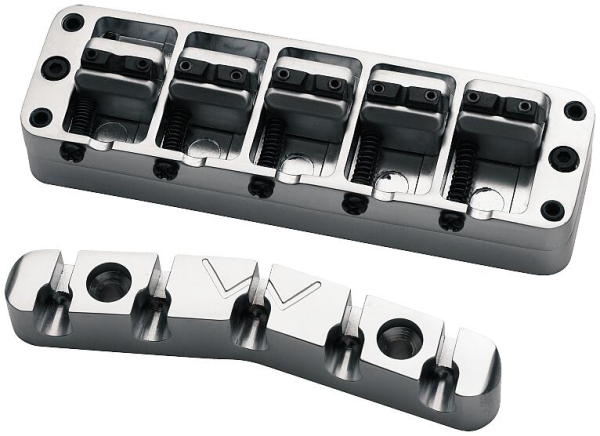 Warwick Parts - Bridge + Tailpiece, 5-String, Broadneck - Satin Chrome