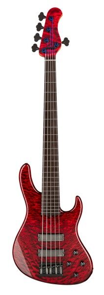 Sadowsky Custom Shop 24-Fret Modern Bass,Fretless, Full Lines Inlays, 5-string - Burgundy Red Transparent High Polish - 24-4430