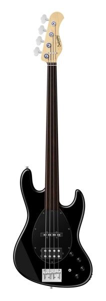 Sadowsky MetroLine 21-Fret Vintage M/J Bass, Red Alder Body, Tigerstripe Ebony Fingerboard, 4-String, Fretless - Solid Black High Polish