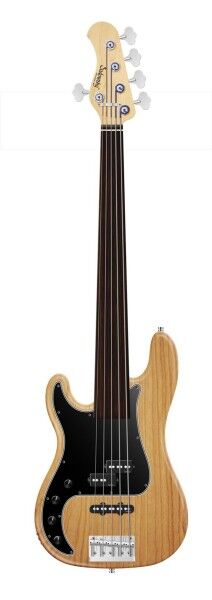 Sadowsky MetroLine 21-Fret Hybrid P/J Bass, Swamp Ash Body, Tigerstripe Ebony Fingerboard, 5-String, Fretless, Lefthand - Natural Transparent Satin