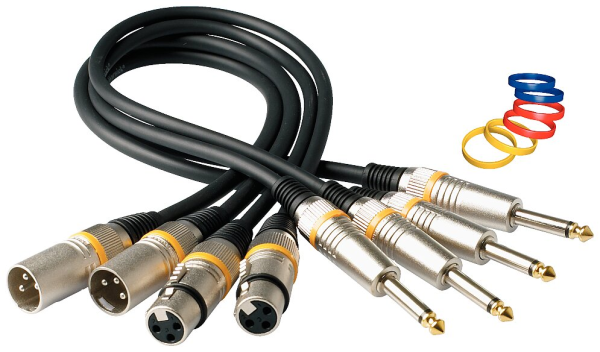 RockCable Microphone Cable - XLR (male) / TS Plug (6.3 mm / 1/4), color coded