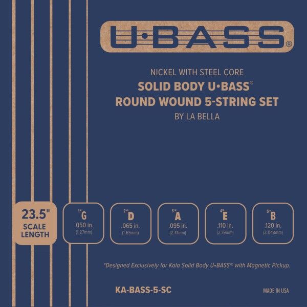 Kala U-Bass Solid Body Roundwound String Set, 5-String (by La Bella)